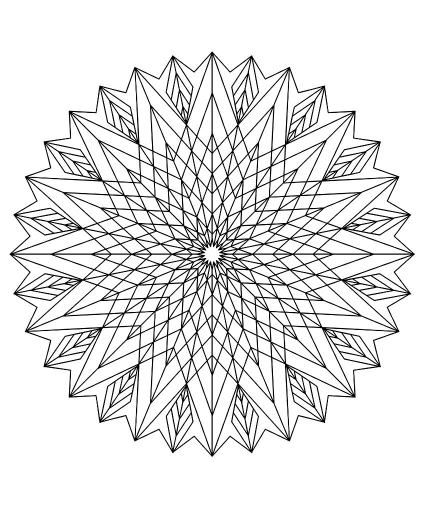 A Mandala forming a complex star pattern, with many little details